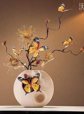 彩蝶迎福花瓶摆件玄关客厅