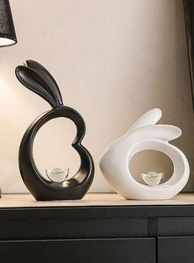 镂空兔子网红ins摆件玄关