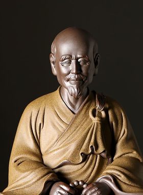紫砂摆件彩砂陶人物弘一法师李叔同雕像家居室内玄关新古典送长辈