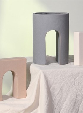 现代简约创意陶瓷几何摆件样板房售楼处桌面电视柜玄关饰品工艺品