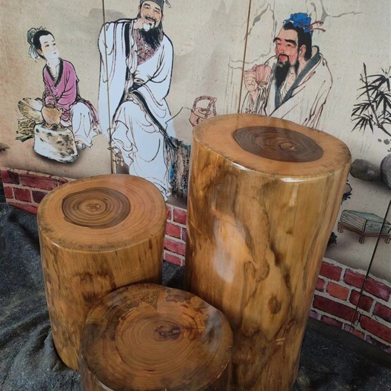 香樟木墩实木墩子树墩凳子根雕原木树桩茶几茶桌圆木凳子底座 - 图1
