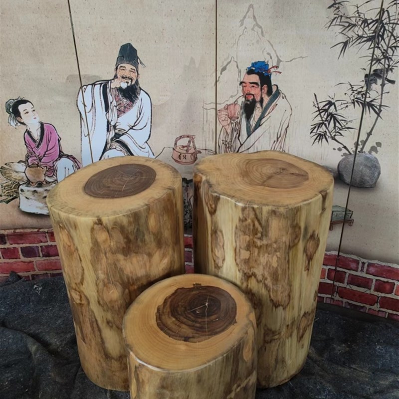 香樟木墩实木墩子树墩凳子根雕原木树桩茶几茶桌圆木凳子底座 - 图2