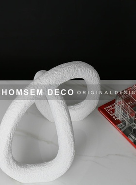 现代极简创意黑白色环形样板房间售楼G处大堂抽象展厅软装饰品摆