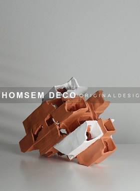 现代简约蜂巢立体几何摆件样x板间售楼处书房客厅茶几桌面软装饰