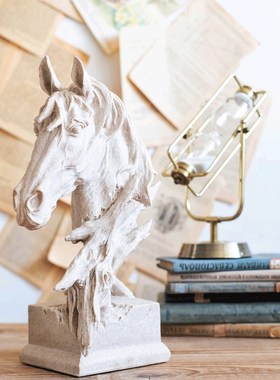 JK慕空间 复古砂石马雕塑装饰摆件 乔迁大厅桌面创意礼品摆件
