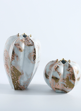 现代简约陶瓷花瓶样板间干t花插软装饰品摆件样板房间酒店客厅花