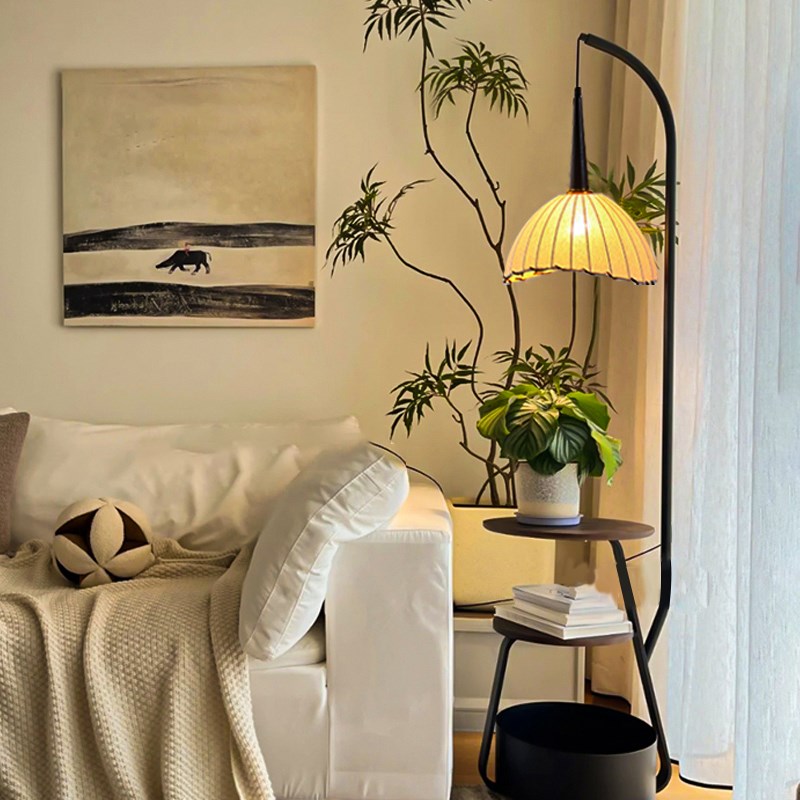 中古风落地灯客厅沙发边法式复古床D头柜置物架一体卧室氛围感灯 - 图2