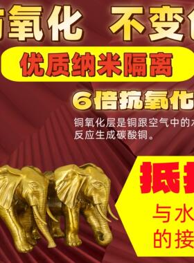 全铜大象摆件一对纯黄铜吸水象直卷鼻招财象大号家居办公室装饰品