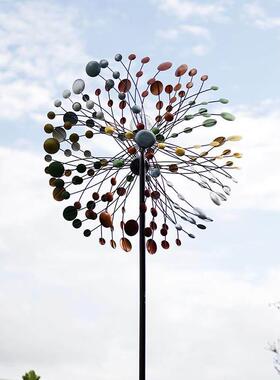 太阳能灯铁艺风车户外花园庭院装饰旋转摆件别墅露台阳台摆设布置