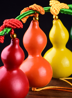 天然七彩葫芦挂件手捻葫芦娃带藤儿童孩子礼物彩绘道具招财摆件