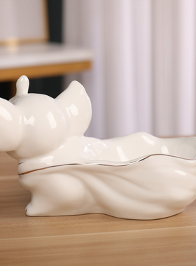 欧式轻奢小象钥匙收纳摆件创意玄关客厅家居装饰品乔迁新居礼物