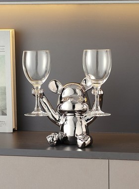 趣萌兔红酒架摆件轻奢高档电视柜B酒柜装饰品家居客厅餐边柜酒瓶