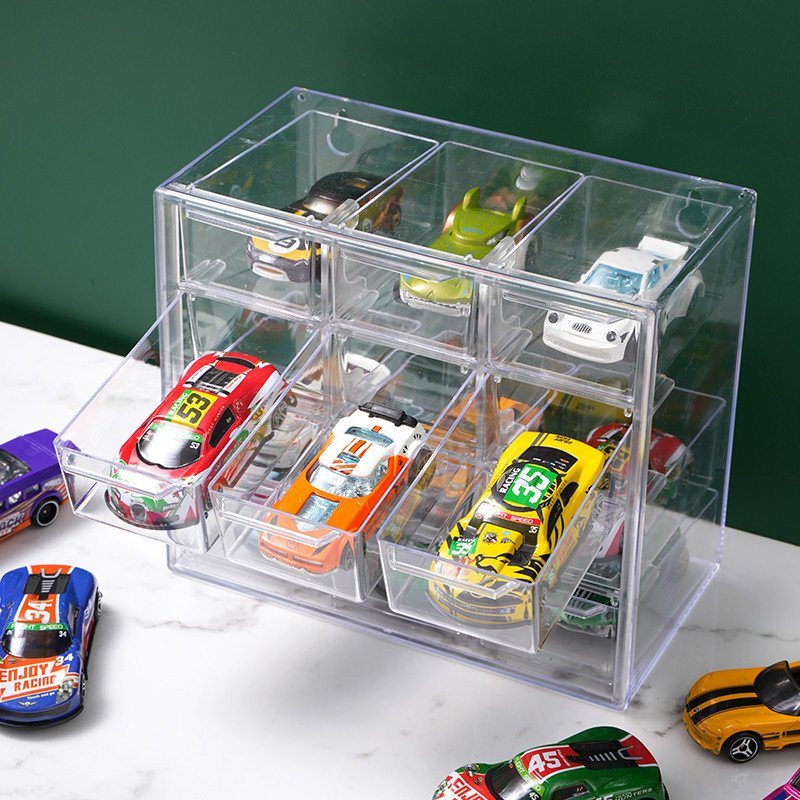 风火轮收纳盒合金小汽车模型TOMICA1:64儿童玩具多美卡透明展示架 - 图1