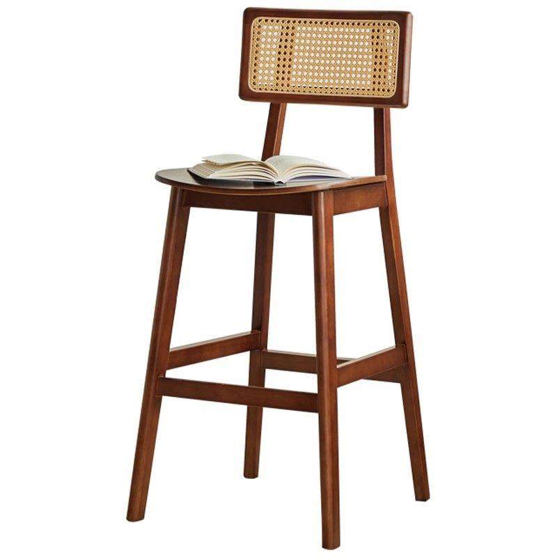 实木家用吧台椅高脚凳藤编高椅餐厅吧椅吧台凳中古风岛台高脚椅子,淘宝优惠券,粉丝福利购,淘宝优惠卷