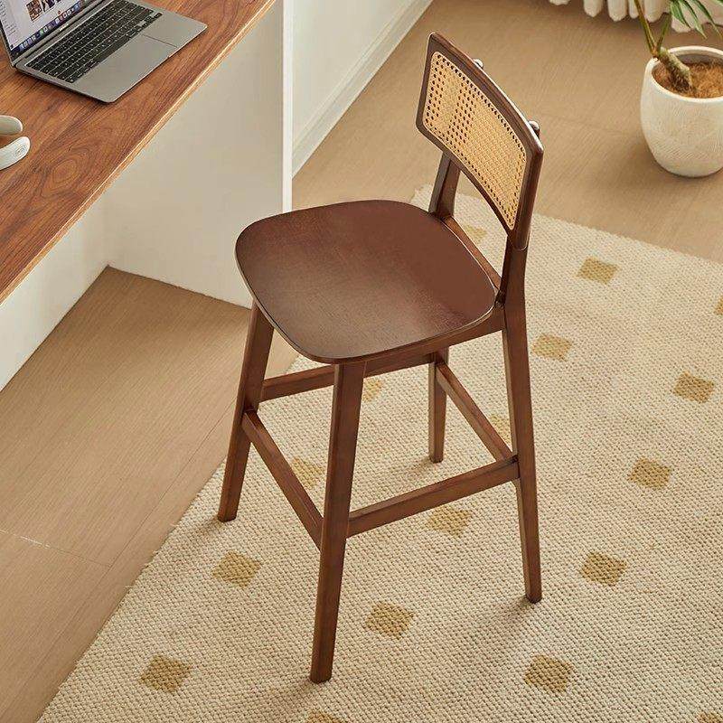 实木家用吧台椅高脚凳藤编高椅餐厅吧椅吧台凳中古风岛台高脚椅子,淘宝优惠券,粉丝福利购,淘宝优惠卷