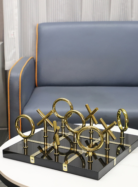简约创意金属XO棋盘摆件装饰样板间家居玄关客厅电视柜桌面工艺礼