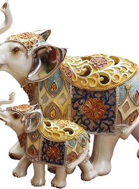 吉祥家居饰品大象摆件客厅桌面装饰玄关电视柜酒柜轻奢小摆设礼物