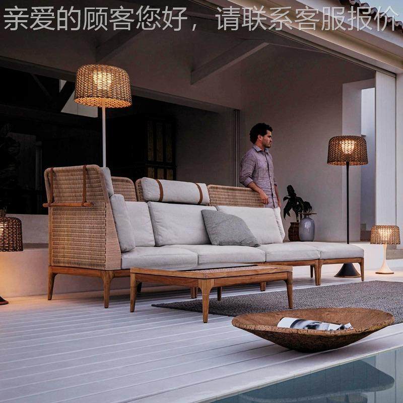 北欧庭院别墅户外手藤编休闲沙 发全柚木 户449工绳编外实木沙发,淘宝优惠券,粉丝福利购,淘宝优惠卷