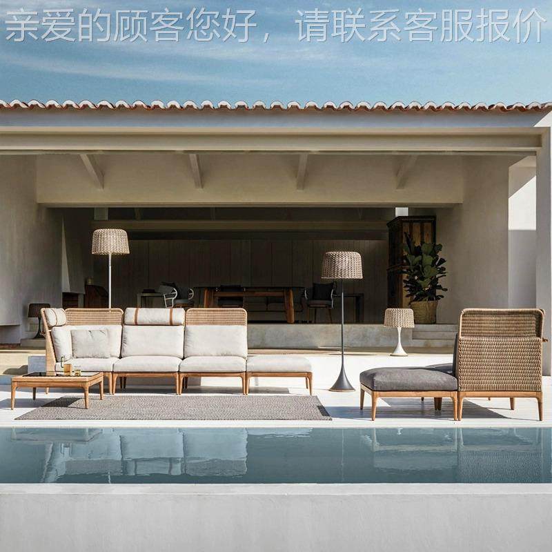 北欧庭院别墅户外手藤编休闲沙 发全柚木 户449工绳编外实木沙发,淘宝优惠券,粉丝福利购,淘宝优惠卷