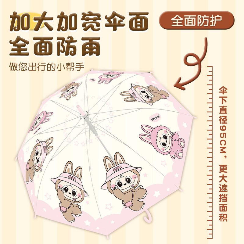 儿童磨砂雨伞男童女孩小学生上学卡通加大透明可爱自动长柄伞 - 图2