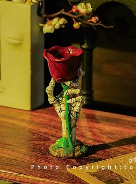 “我将永远爱你至死不渝”骷髅手玫瑰气氛灯万耶诞节礼物