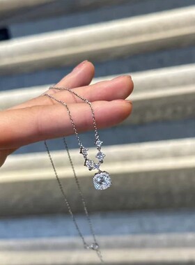 爆闪方糖锆石吊坠项链轻奢小众