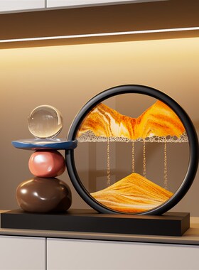 时来运转流沙画摆件客厅电视柜酒柜玄关轻奢高级装饰品办公室