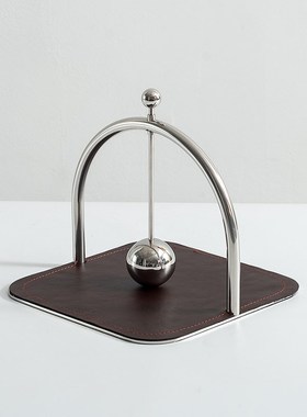 轻奢风金属皮革纸巾方座样板间餐厅酒店会所高档纸巾架装饰品摆件