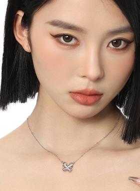 VOYAGE粉色猫眼石蝴蝶吊坠甜酷项炼女款轻奢小众锁骨炼炼子配饰女