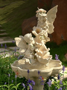 户外别墅花园庭院阳台装饰布置会所客厅招财家居落地流水景观摆件