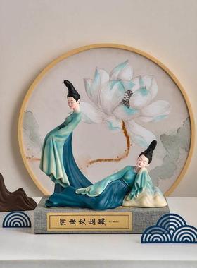 只此青绿文创古风仕女摆件新中式家居客厅电视柜装饰品乔迁礼物
