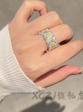 权志龙同款雏菊戒指女法式复古宫廷18K情侣男指环开口情人节礼物