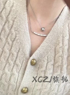 XCZJ蜂巢微笑项链Love18K玫瑰金爱巢波浪锁骨链七夕情人节送礼物