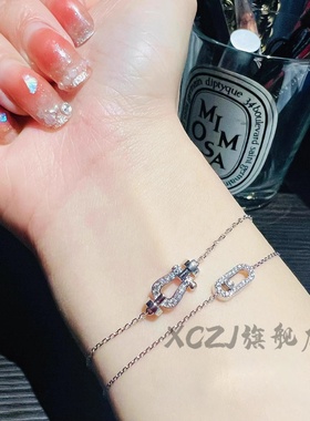 XCZJ马蹄扣镶钻航海小号手链 女18k玫瑰金手环情侣七夕情人节礼物