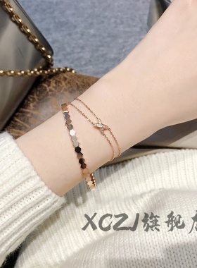 XCZJ手镯18K玫瑰金波浪菱形Bee My Love蜂巢蜂窝镶钻手环送礼情人