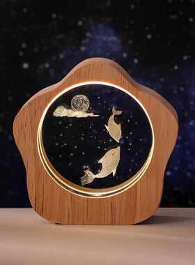 新款创意水晶小夜灯装饰品桌面摆件生H日礼物送女生男友氛围灯高