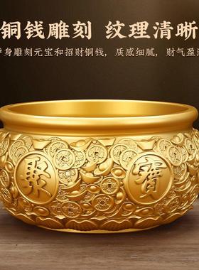 铜香炉家用供奉财神佛具招财聚财室内纯黄铜供佛烧香上香炉聚宝盆