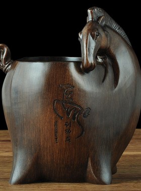 马到成功笔筒摆件办o公室桌面书房摆放创意可爱中国风覆古工艺品