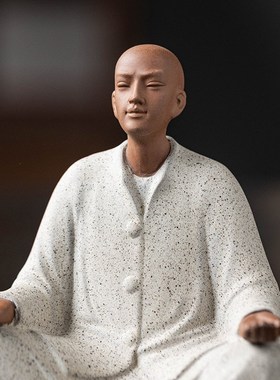 创意小和尚摆件陶瓷m人物雕像禅意书房茶室茶台桌面装饰摆设工艺