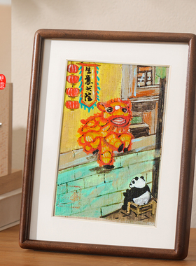 重庆非遗手绘摆台熊猫文创礼物