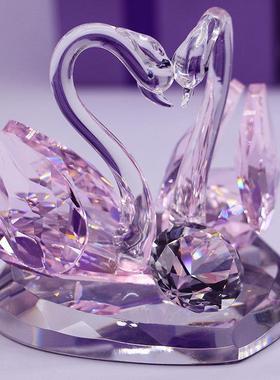 创意水晶天鹅新居结婚送礼品礼物新婚客厅电视酒柜摆件家居装饰品