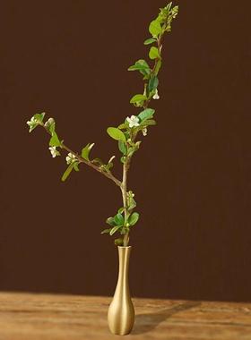 纯铜小花瓶 摆件茶道花插复古迷你花器干花创意摆设香道配件装饰