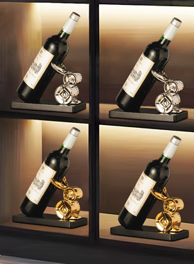 创意轻奢兔子红酒架摆件客v厅酒柜电视柜装饰品摆件葡萄酒架高级