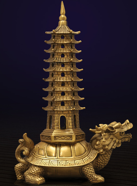 黄铜龟塔龟葫芦摆件龙龟文昌塔九层龙头龟葫芦家居客厅装饰工艺品