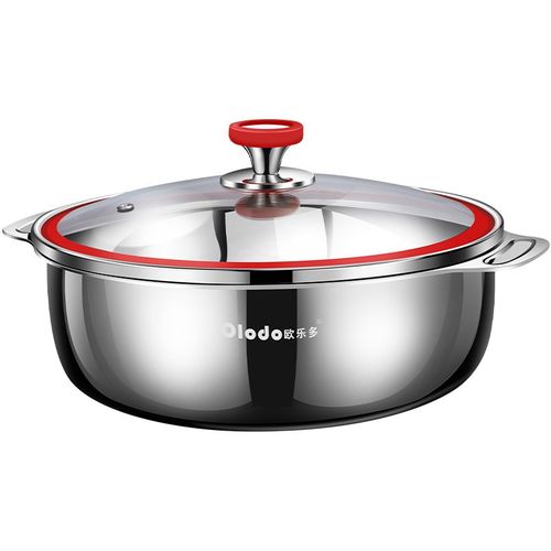 加厚304不锈钢煮汤锅家用涮锅火锅盆双耳无涂层燃气灶电磁炉通用 - 图1