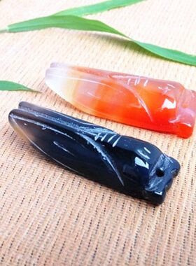 天然红黑玛瑙金蝉吊坠知了一鸣惊人男女情侣款毛衣链挂件贴身平安