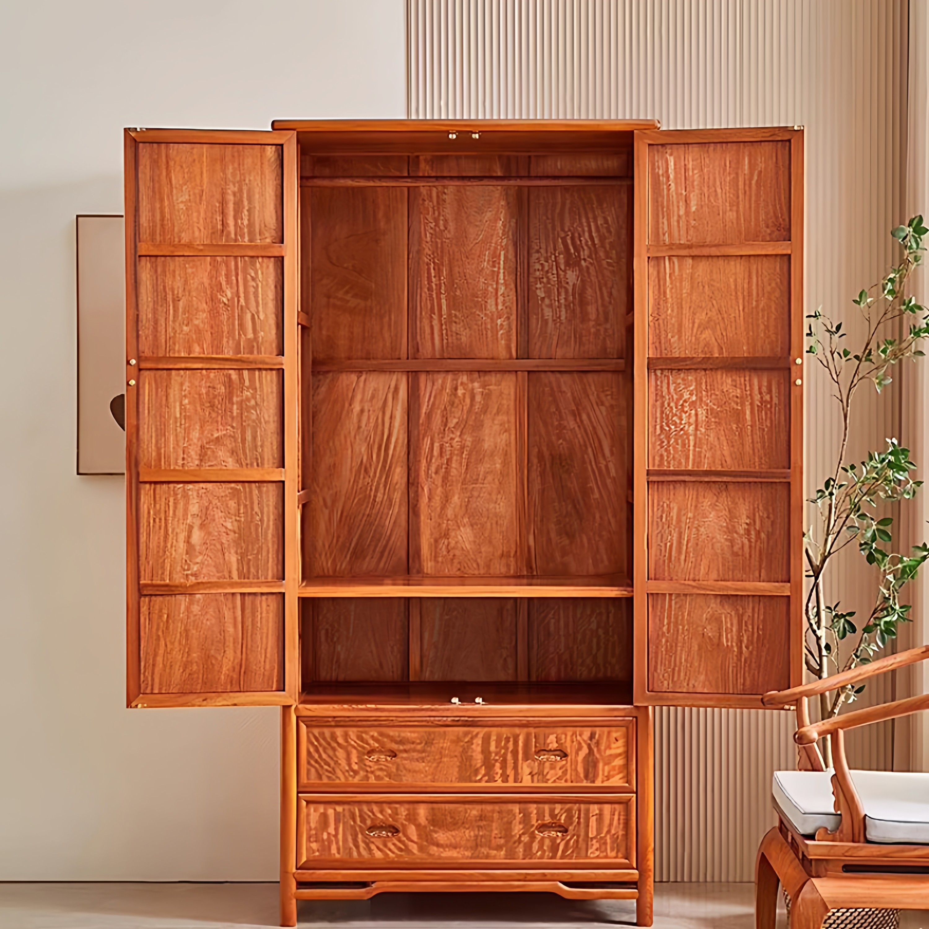 缅甸花梨木大果紫檀二门衣柜红木新中式家具卧室大衣柜储物柜衣橱,淘宝优惠券,粉丝福利购,淘宝优惠卷