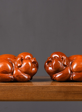 花梨实木质生肖猪雕刻摆件家居客厅办公室摆设装饰黑檀工艺品送礼