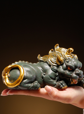 国风青砂石招财貔貅动物摆件精品创意客厅鱼缸办公茶几桌面装饰品