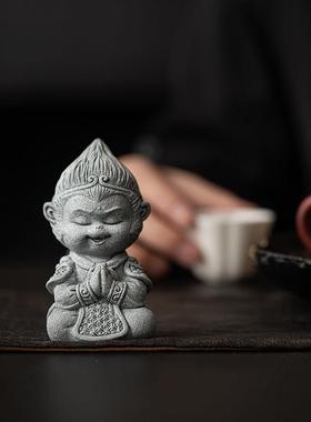 国风青砂石大圣茶宠高级件悟空桌面摆件鱼缸假山造景家居装饰盆景